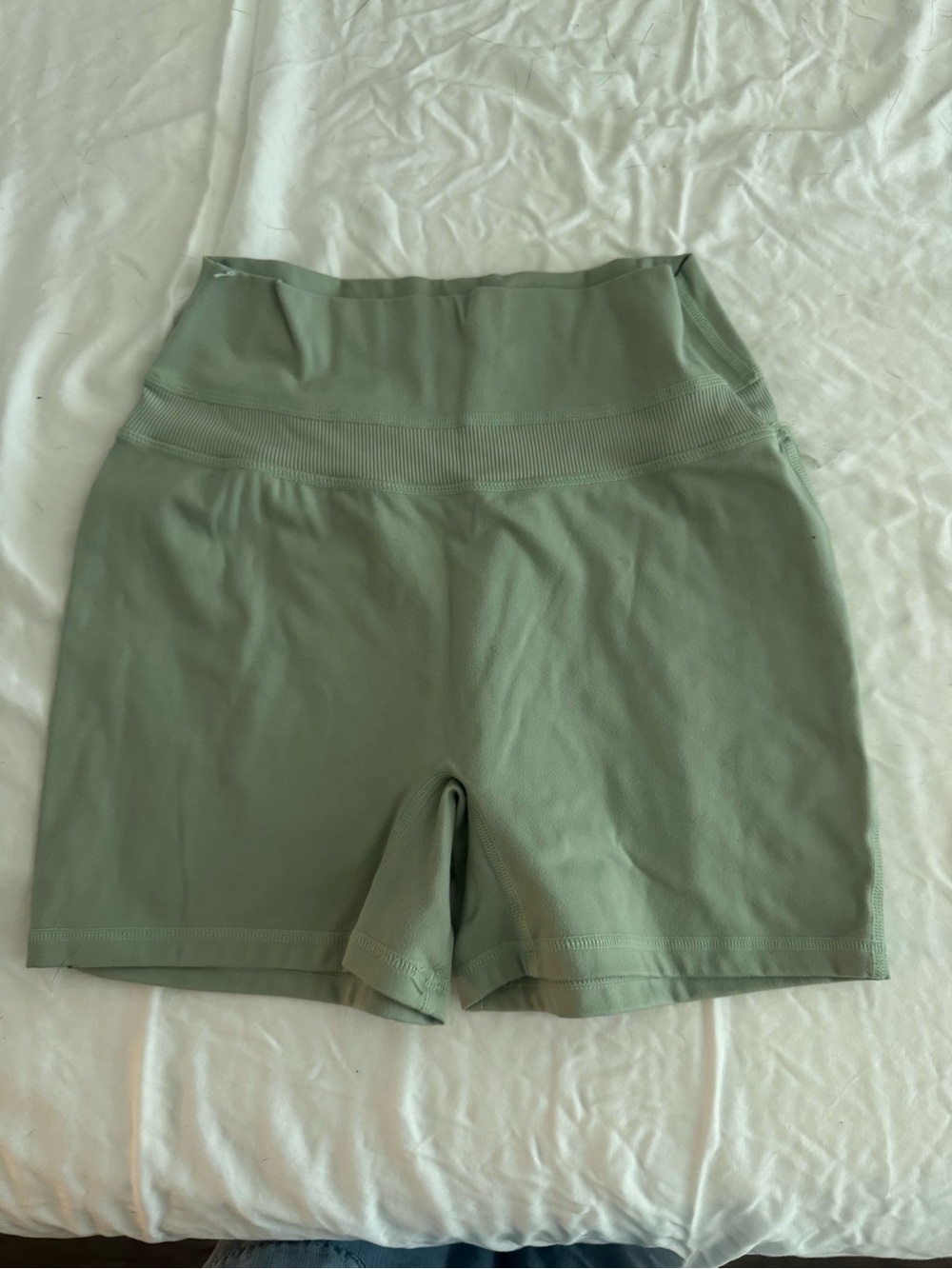 Alphalete Sage Green High-Rise Bike Shorts